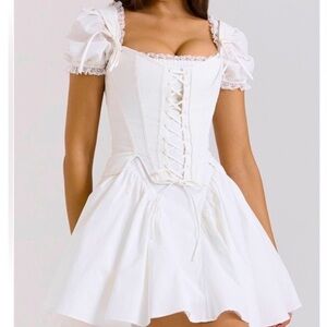 New House Of Cb Lili B Puff Sleeve White Minidress Size XS
